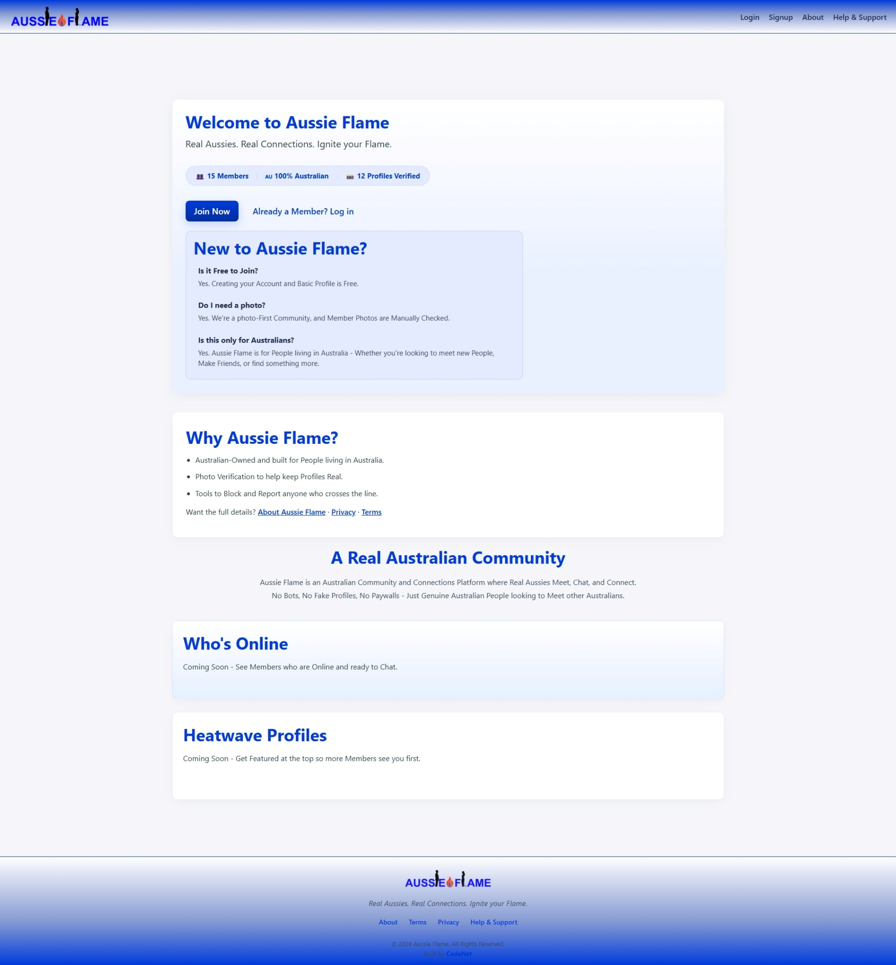 Aussie Flame (Social) Live Website