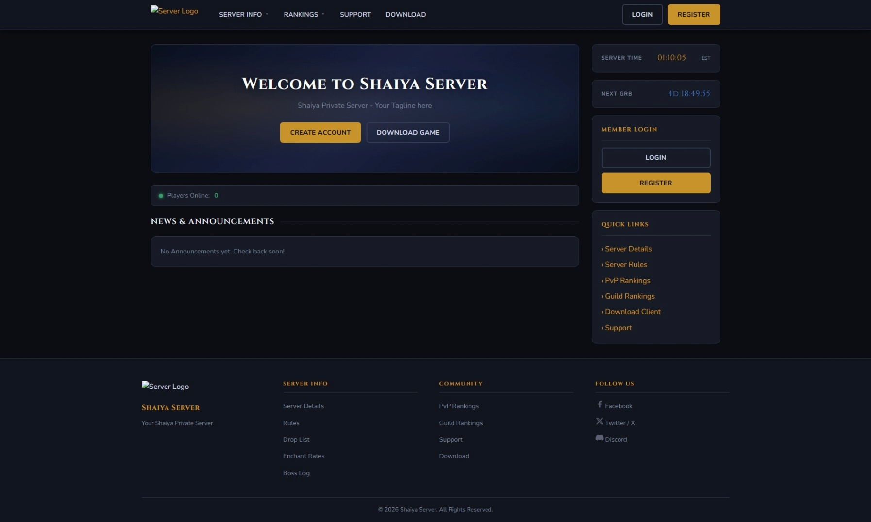 Shaiya Server (Gaming) Live Website